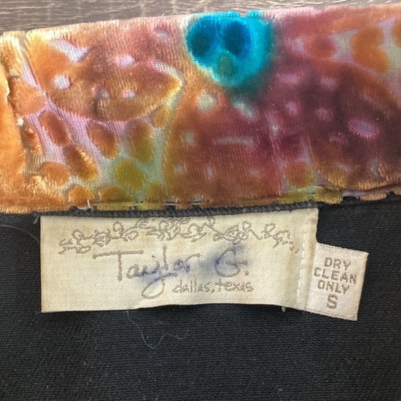 Y2K Taylor G Dallas Texas Denim Stretch Small Womens Jacket w/ Colorful designs - Picture 3 of 8